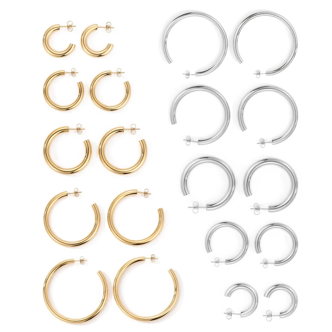 Hoop Earrings– Gold & Silver Sizes 20–50mm