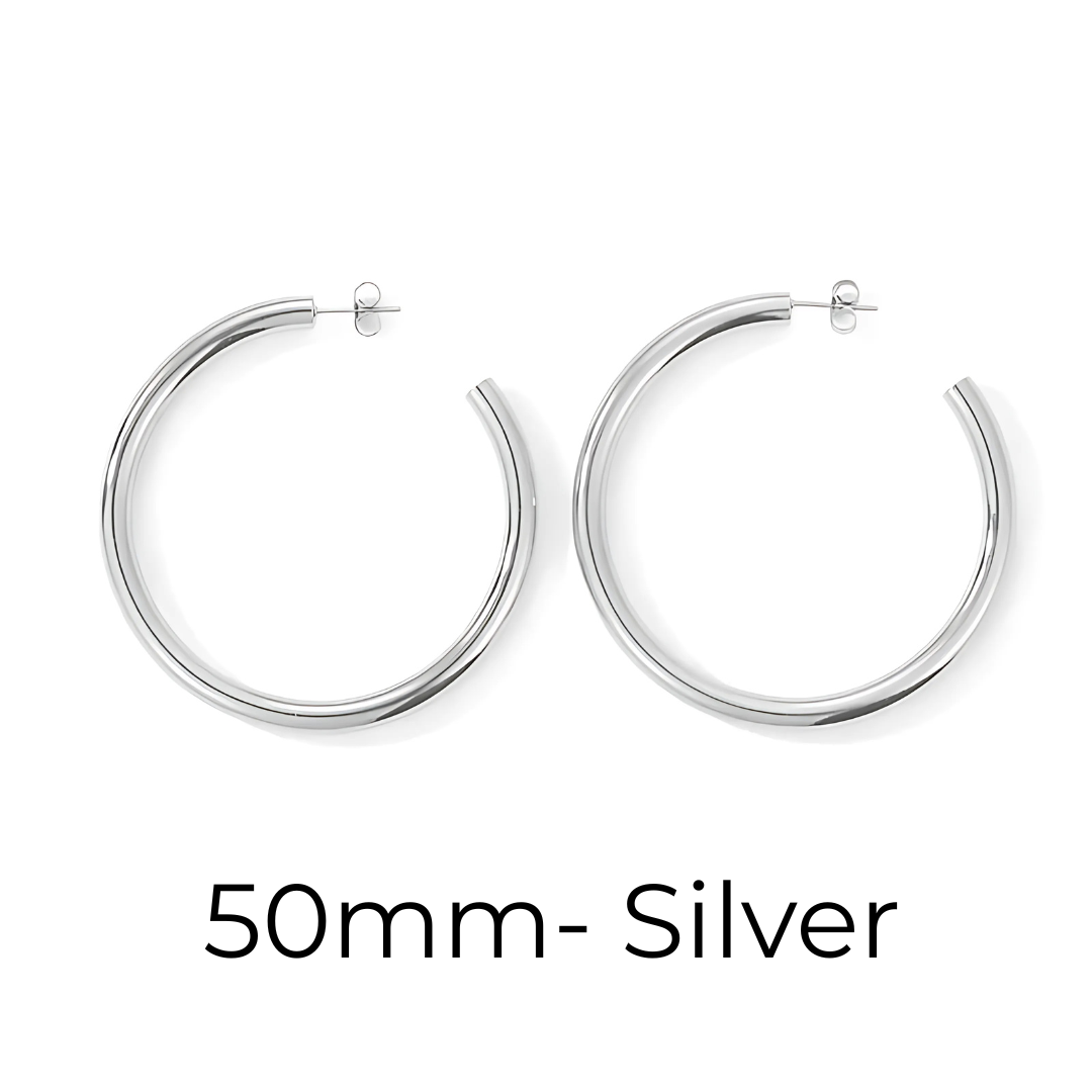 Hoop Earrings– Gold & Silver Sizes 20–50mm