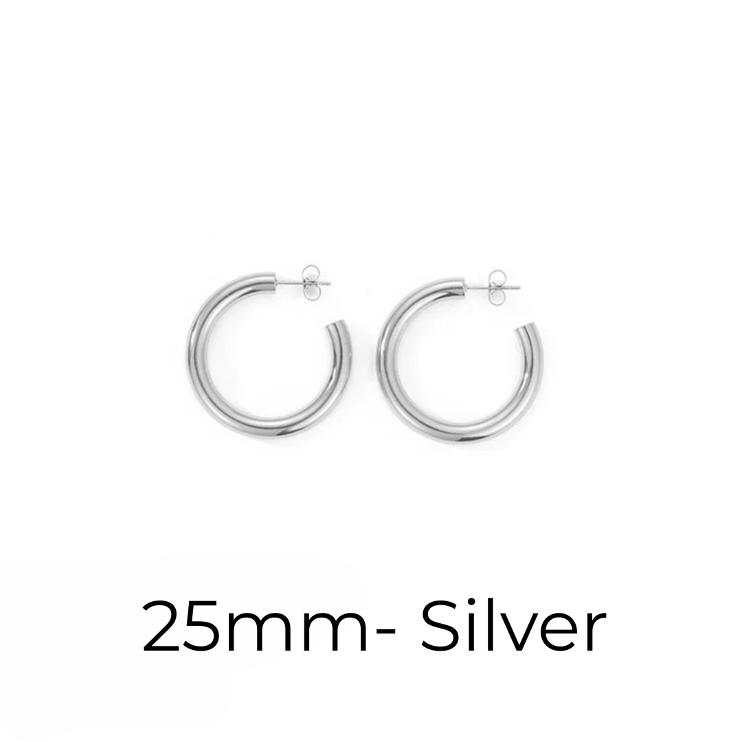 Hoop Earrings– Gold & Silver Sizes 20–50mm