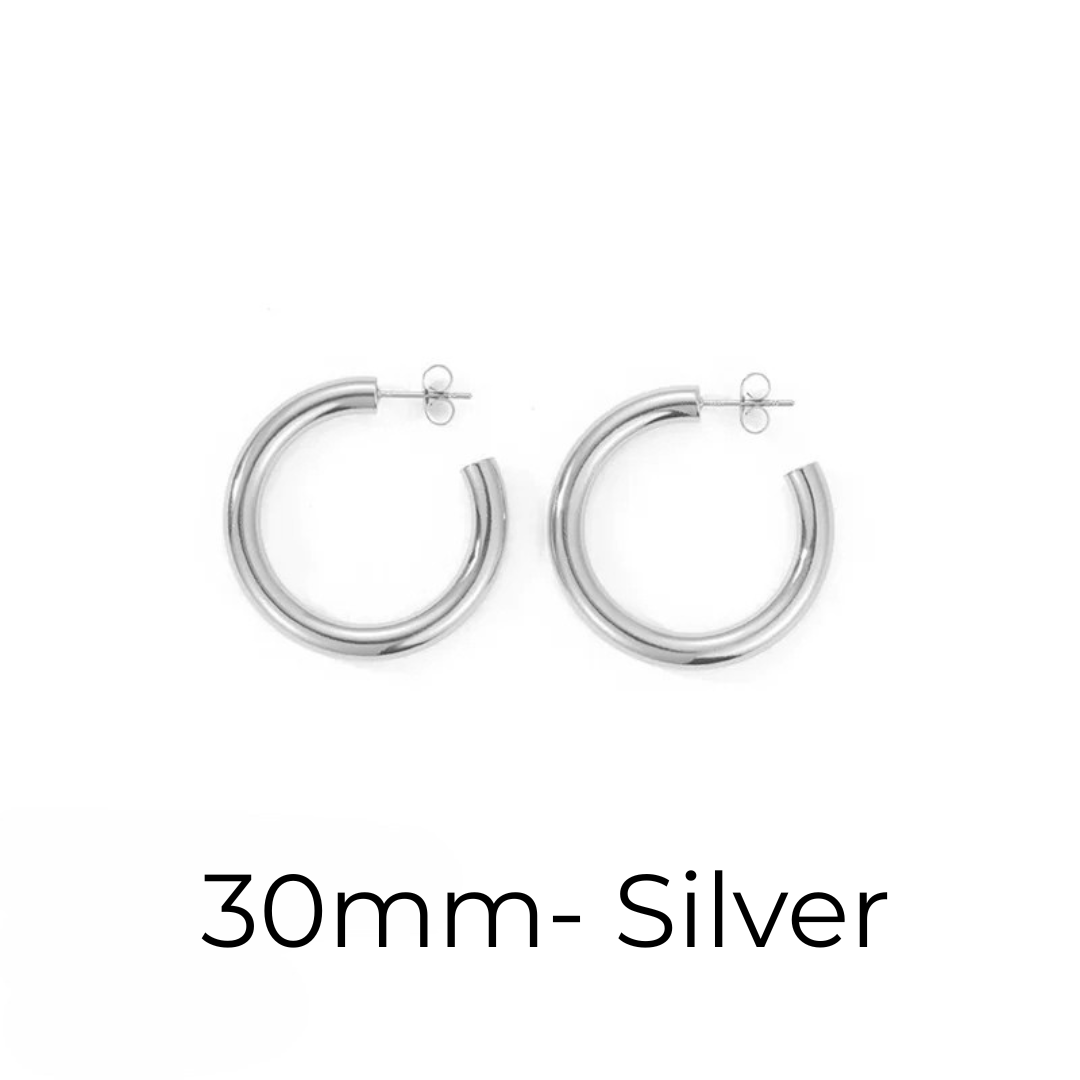 Hoop Earrings– Gold & Silver Sizes 20–50mm