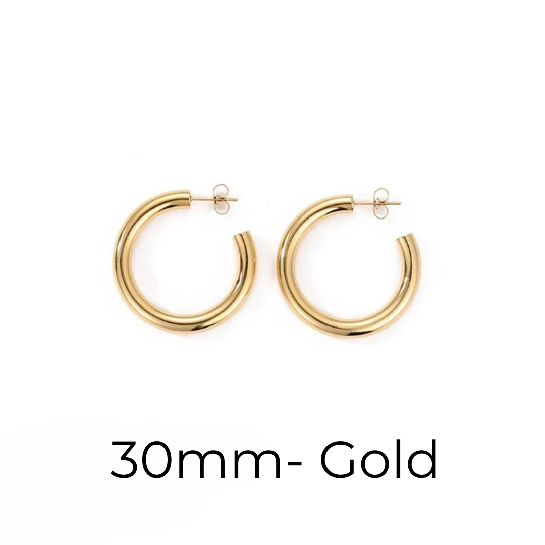 Hoop Earrings– Gold & Silver Sizes 20–50mm