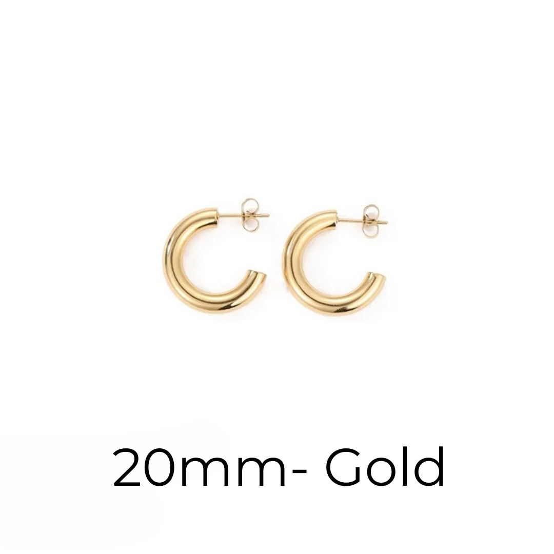 Hoop Earrings– Gold & Silver Sizes 20–50mm