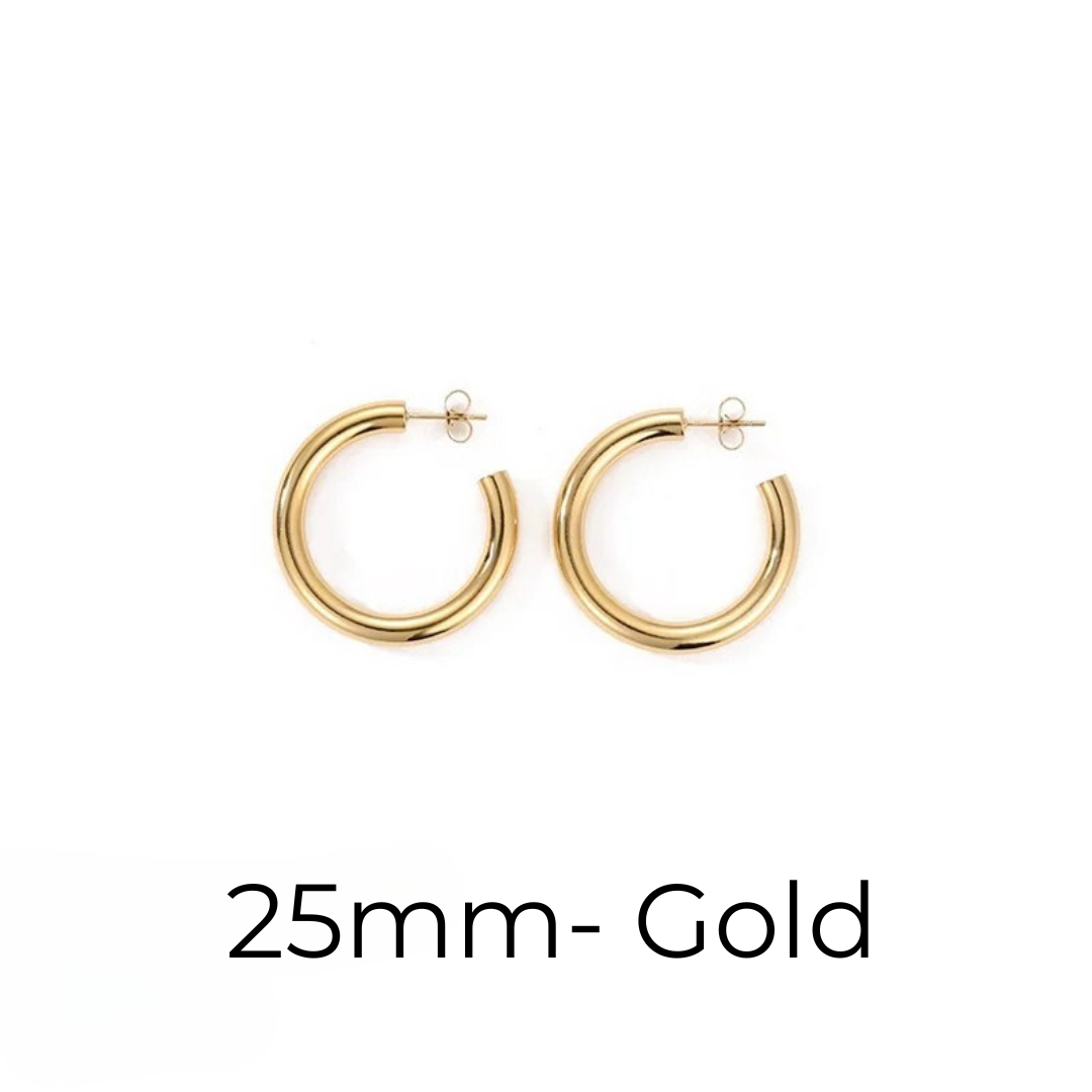 Hoop Earrings– Gold & Silver Sizes 20–50mm