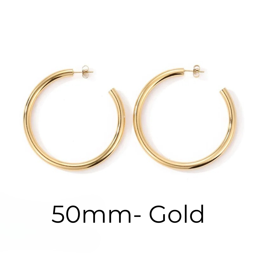 Hoop Earrings– Gold & Silver Sizes 20–50mm