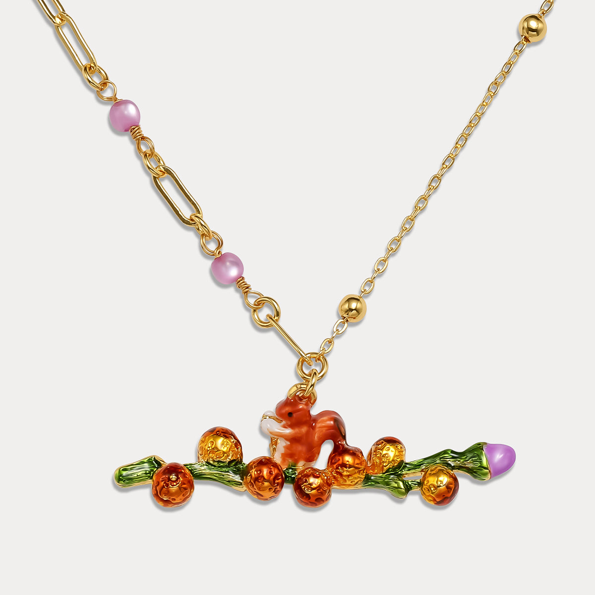 Squirrel Enamel Necklace