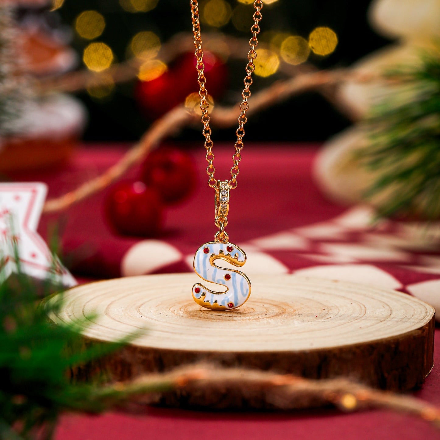 Christmas Letter S Necklace