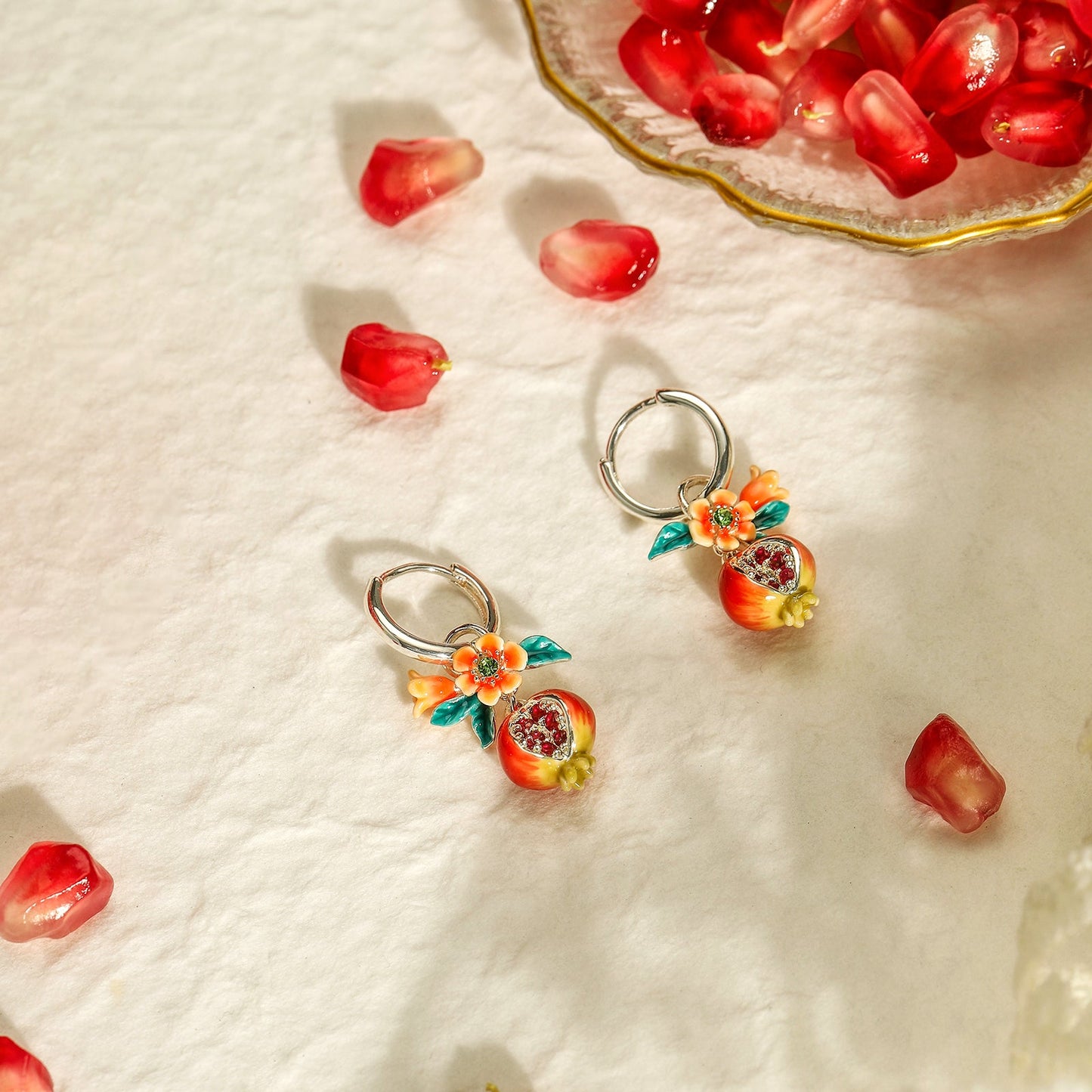 Sliver Pomegranate Flower Earrings