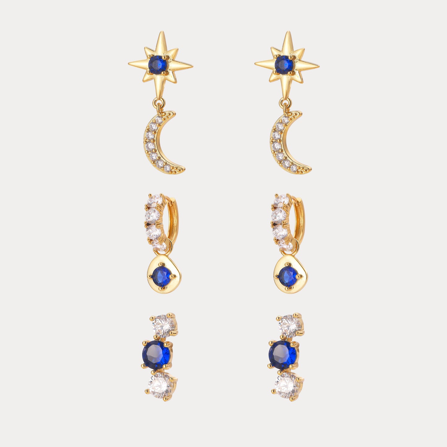 Moon and Star Earring Sets