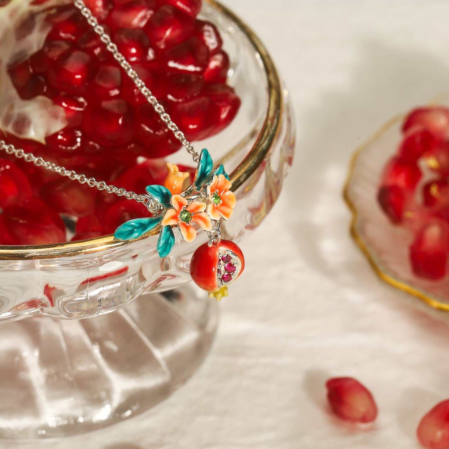 Sliver Pomegranate Flower Necklace