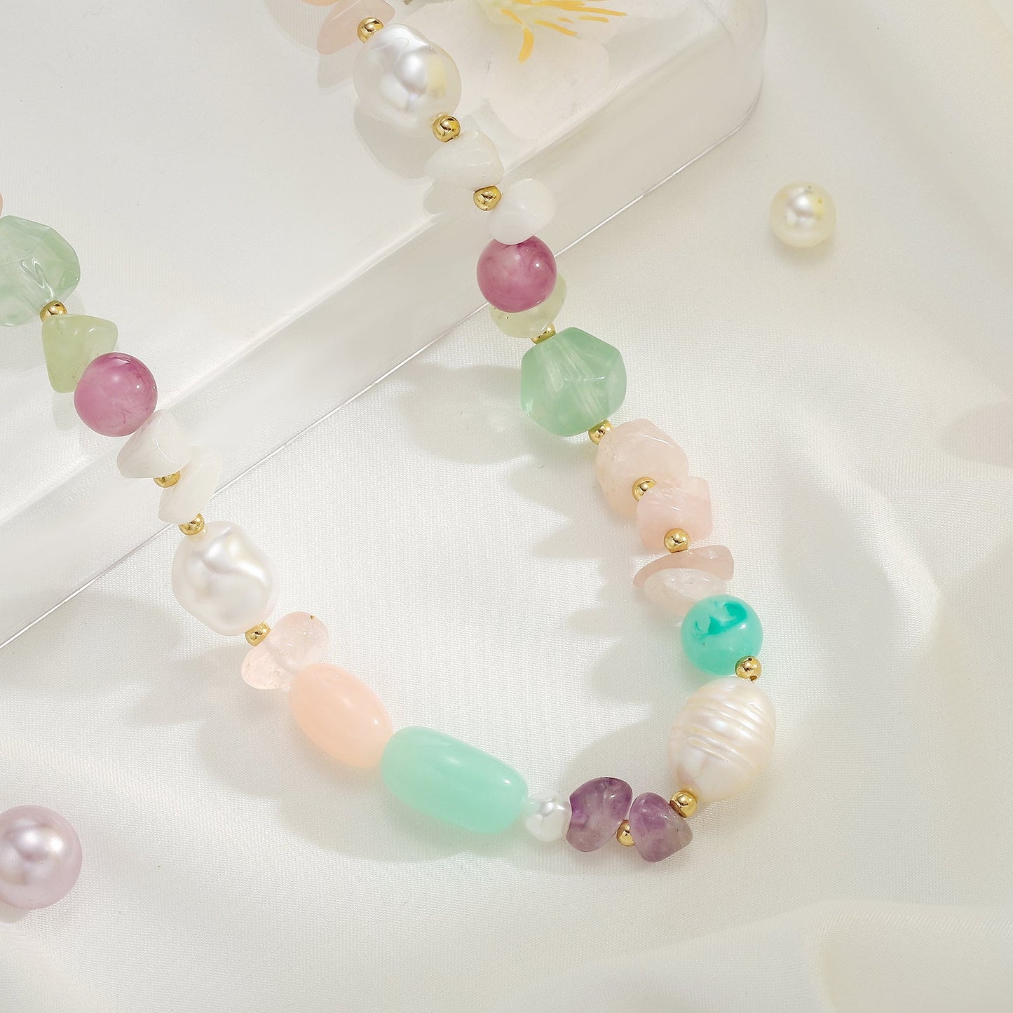 Boho Pearl Natural Stone Beaded Necklace