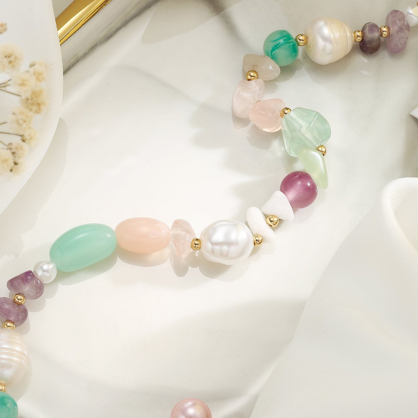 Boho Pearl Natural Stone Beaded Necklace