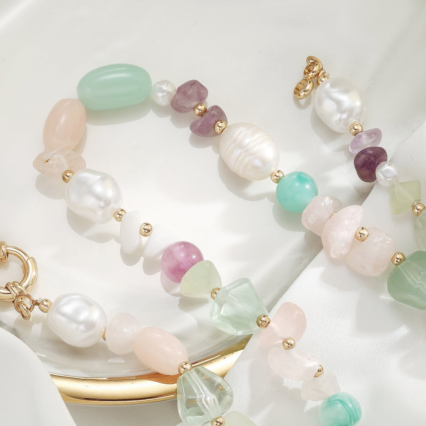 Boho Pearl Natural Stone Beaded Necklace