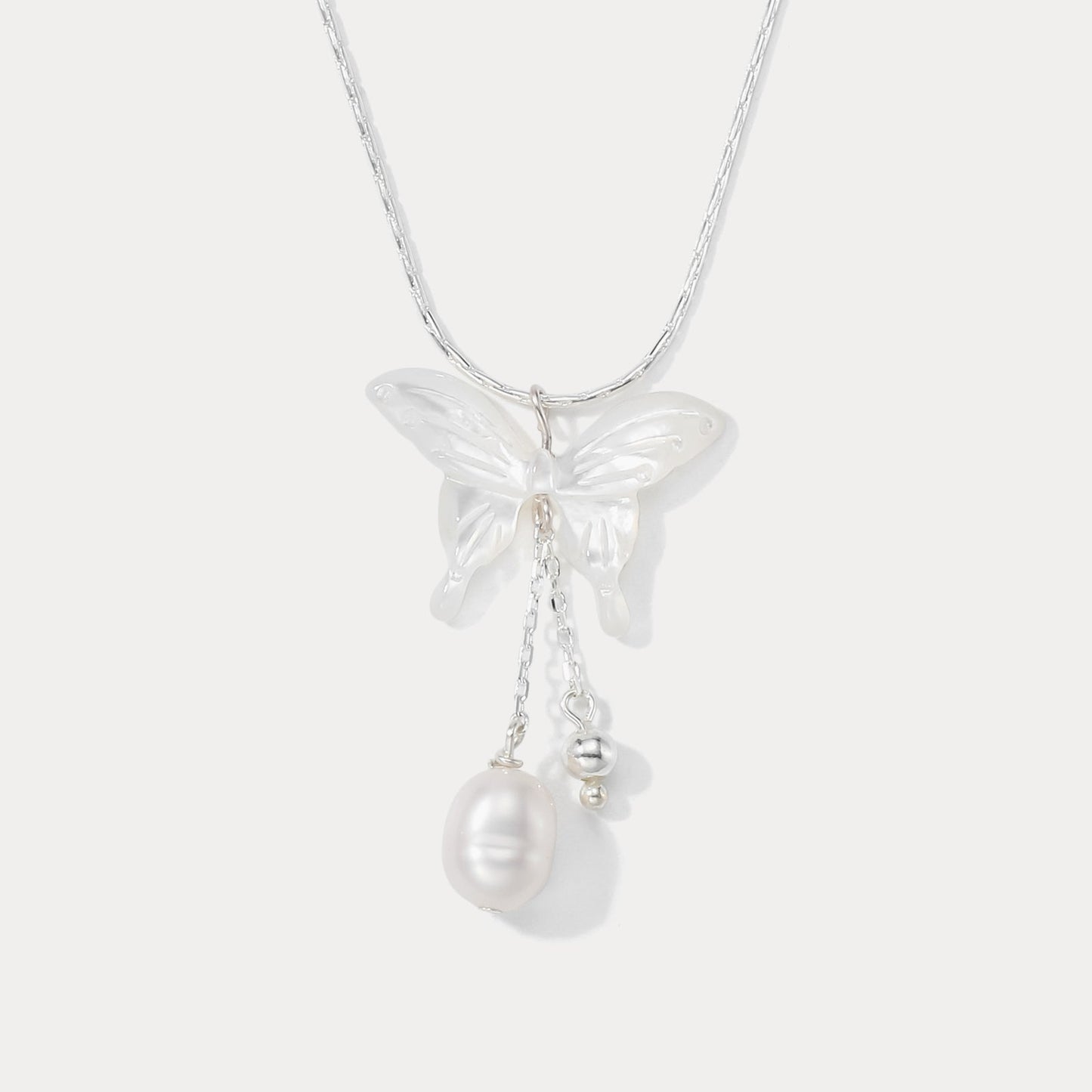Butterfly Pearl Tassel Necklace