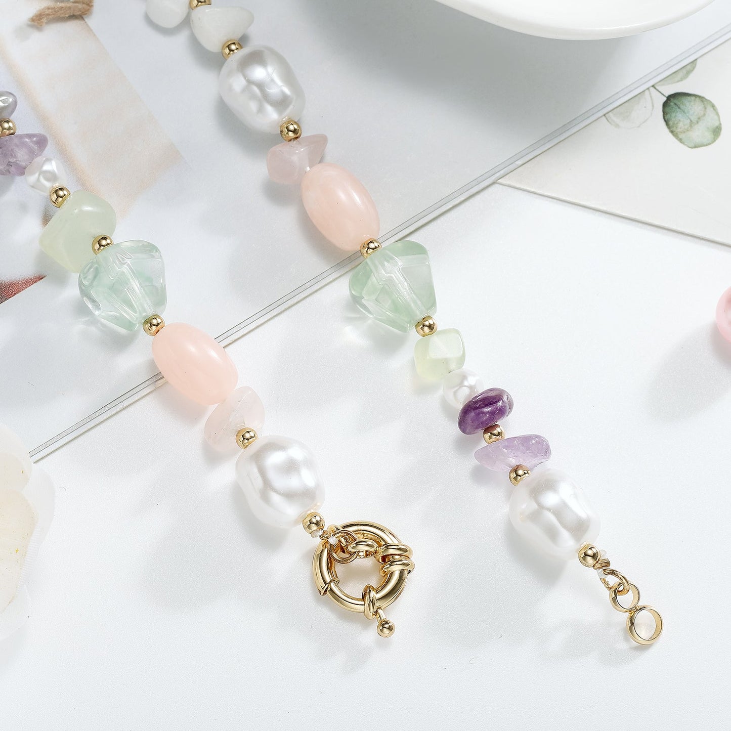 Boho Pearl Natural Stone Beaded Necklace