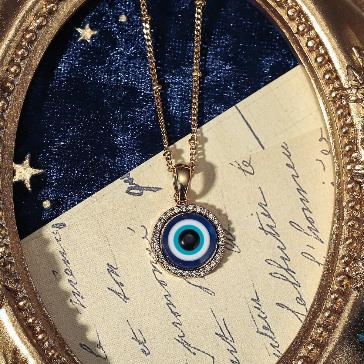 Dark-Blue Evil Eye Chain Necklace