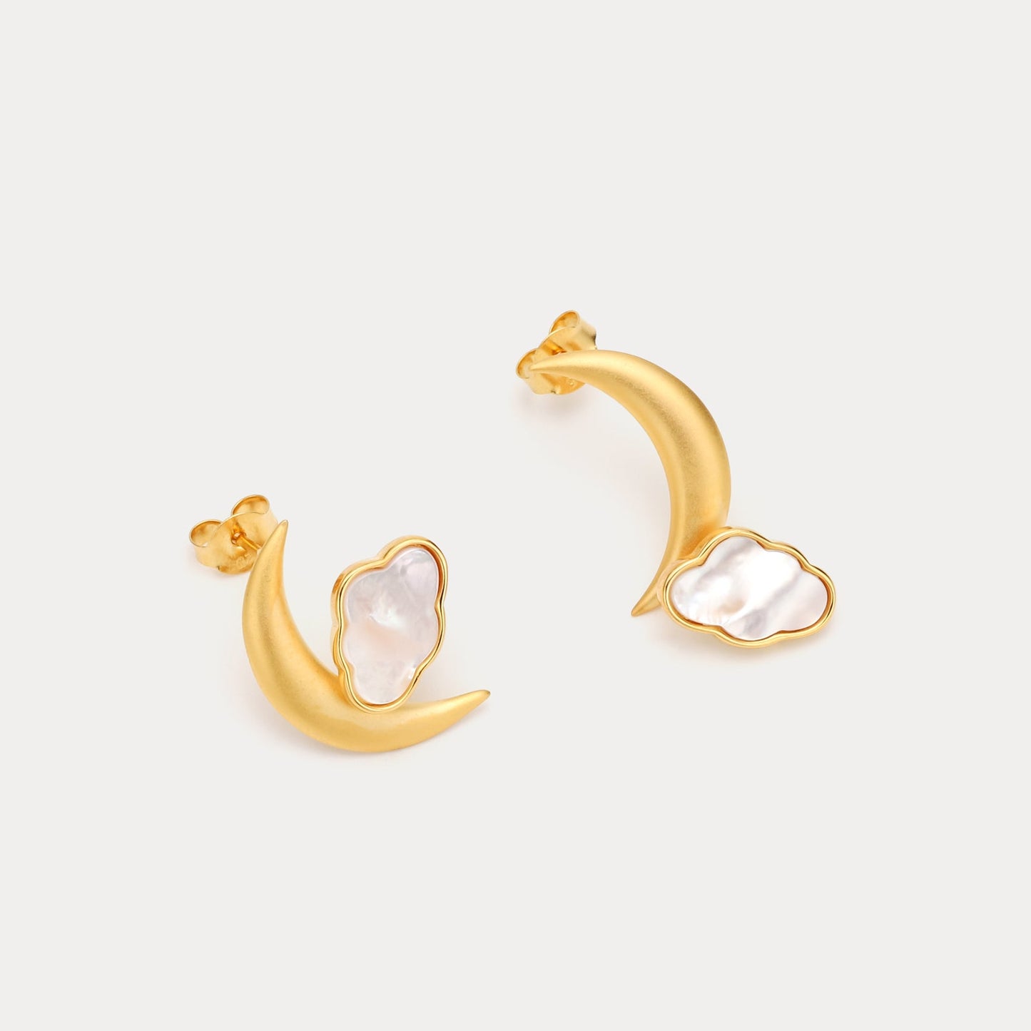 Gold Cloud Moon Earrings