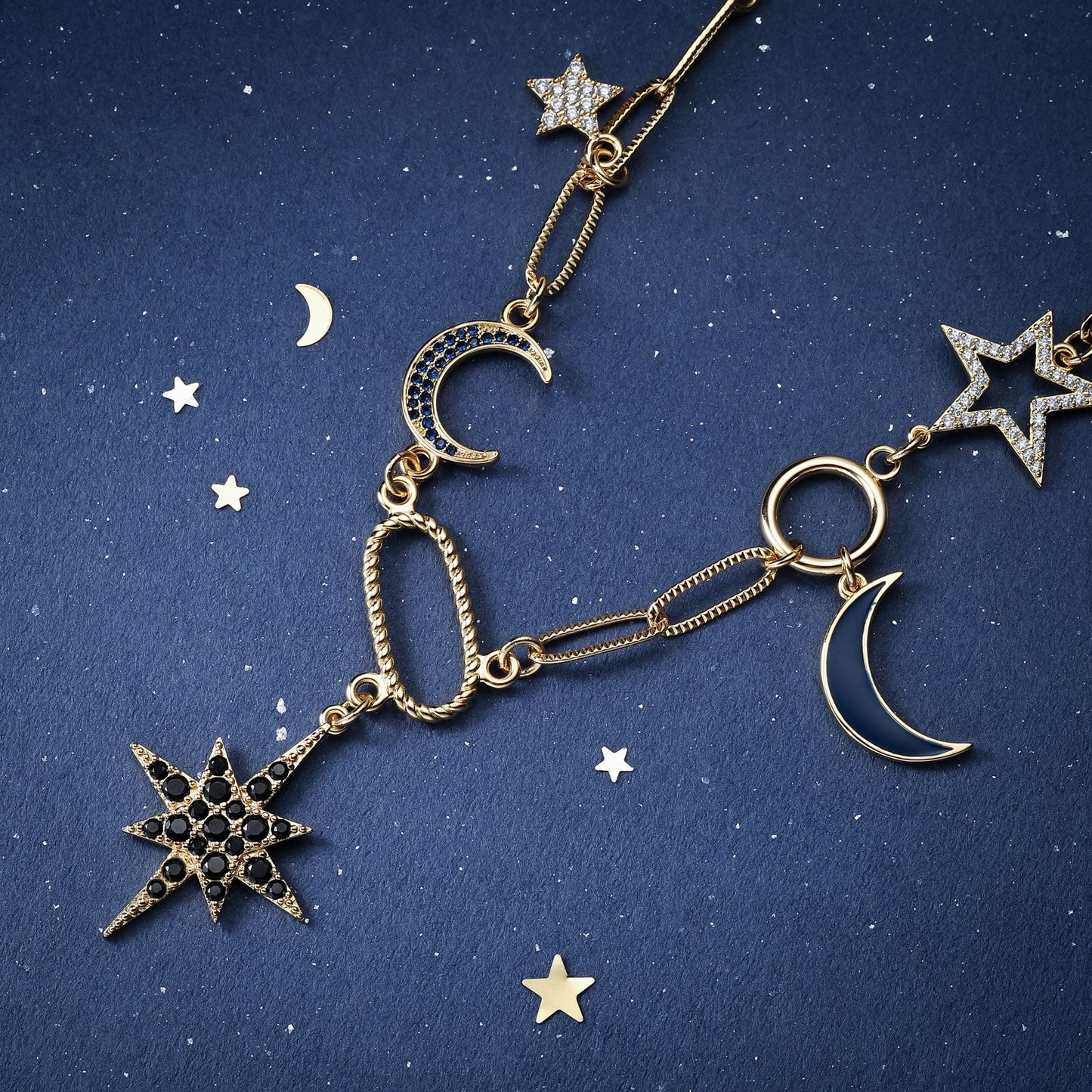 Moon Star Diamond Necklace