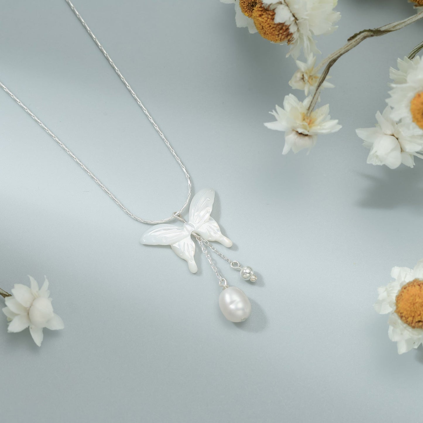 Butterfly Pearl Tassel Necklace