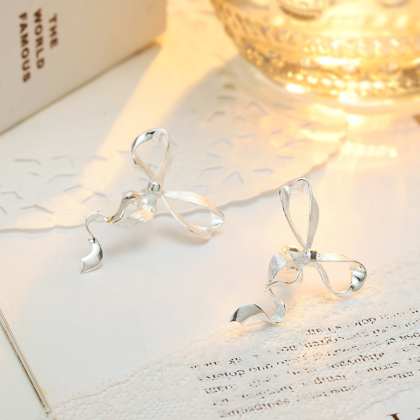 Silver Bow Earrings