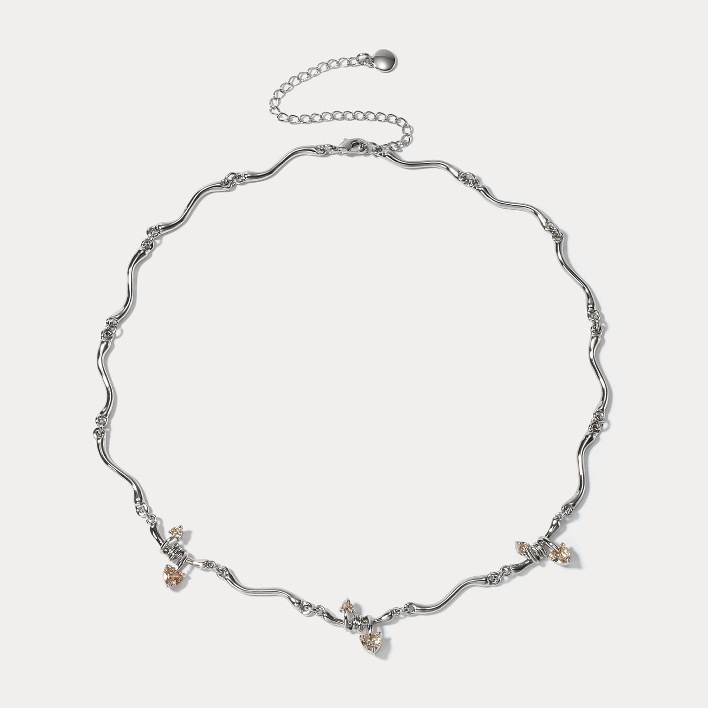 Orange Heart Zircon Necklace