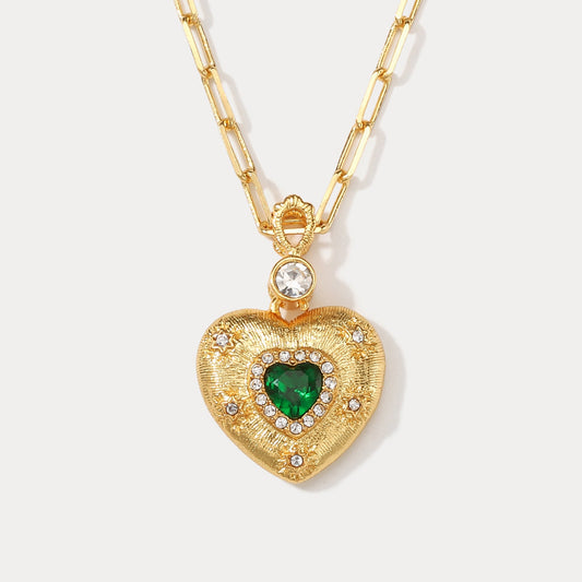 Emerald Mini Heart Necklace
