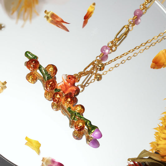 Squirrel Enamel Necklace