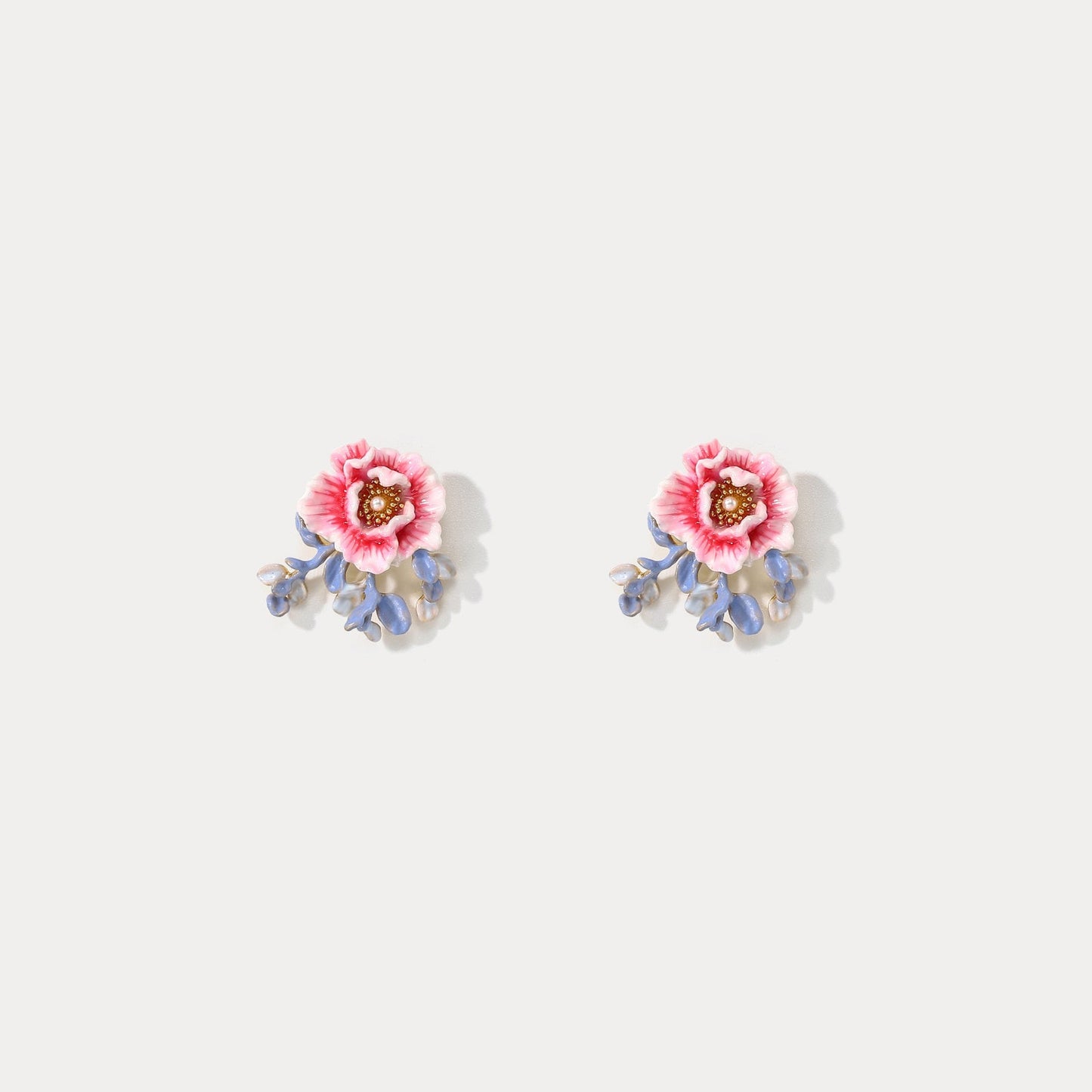Peony Enamel Stud Earrings