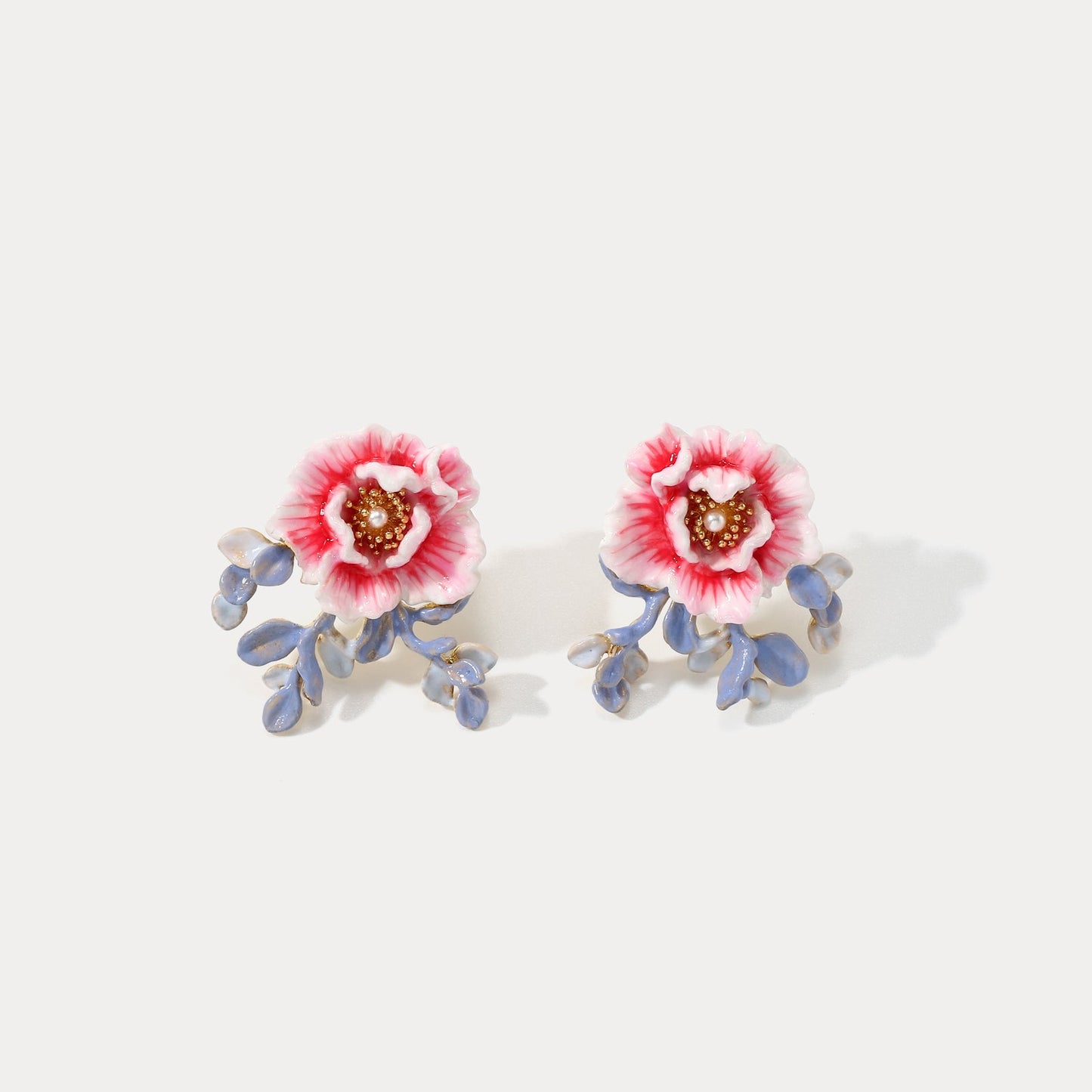 Peony Enamel Stud Earrings
