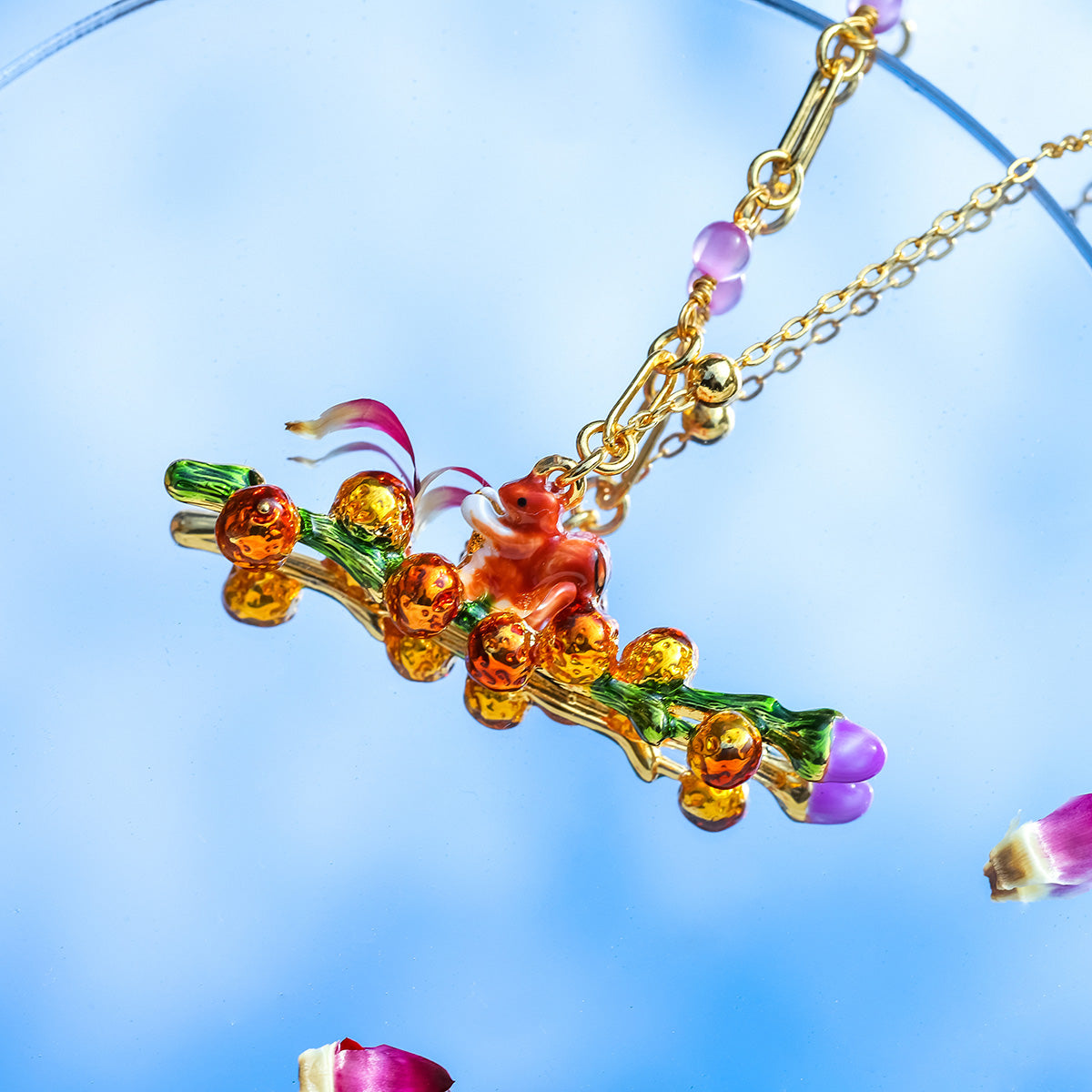 Squirrel Enamel Necklace