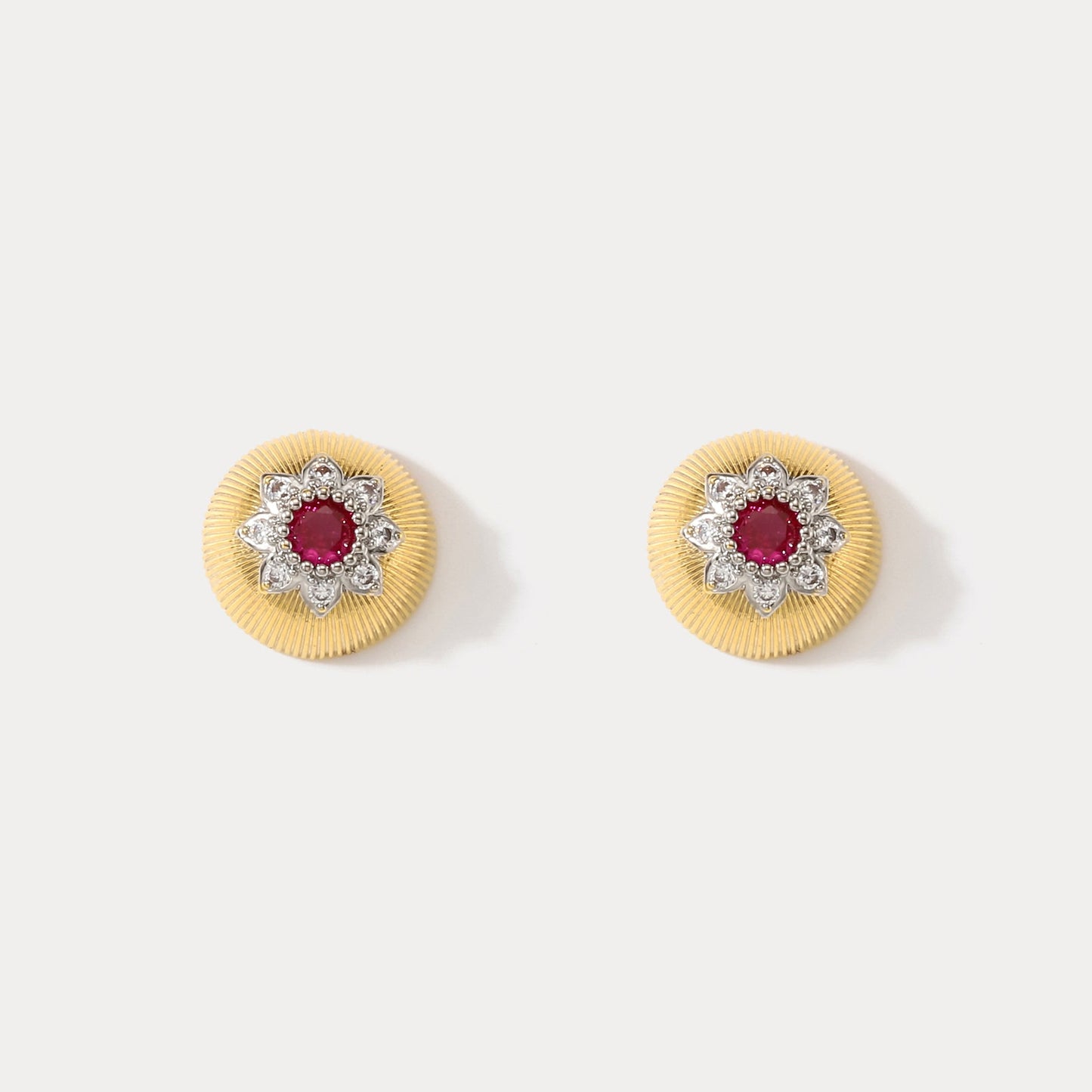 Ruby Flower Earrings