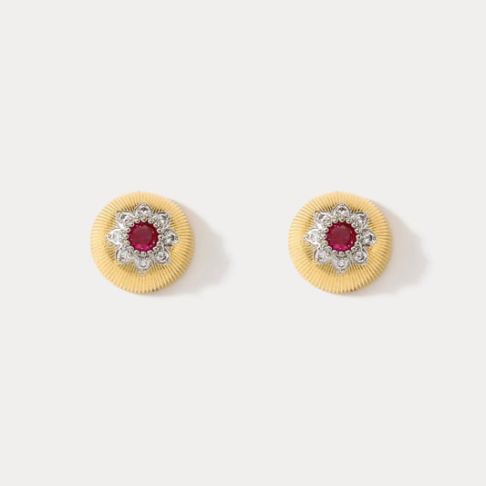 Ruby Flower Earrings
