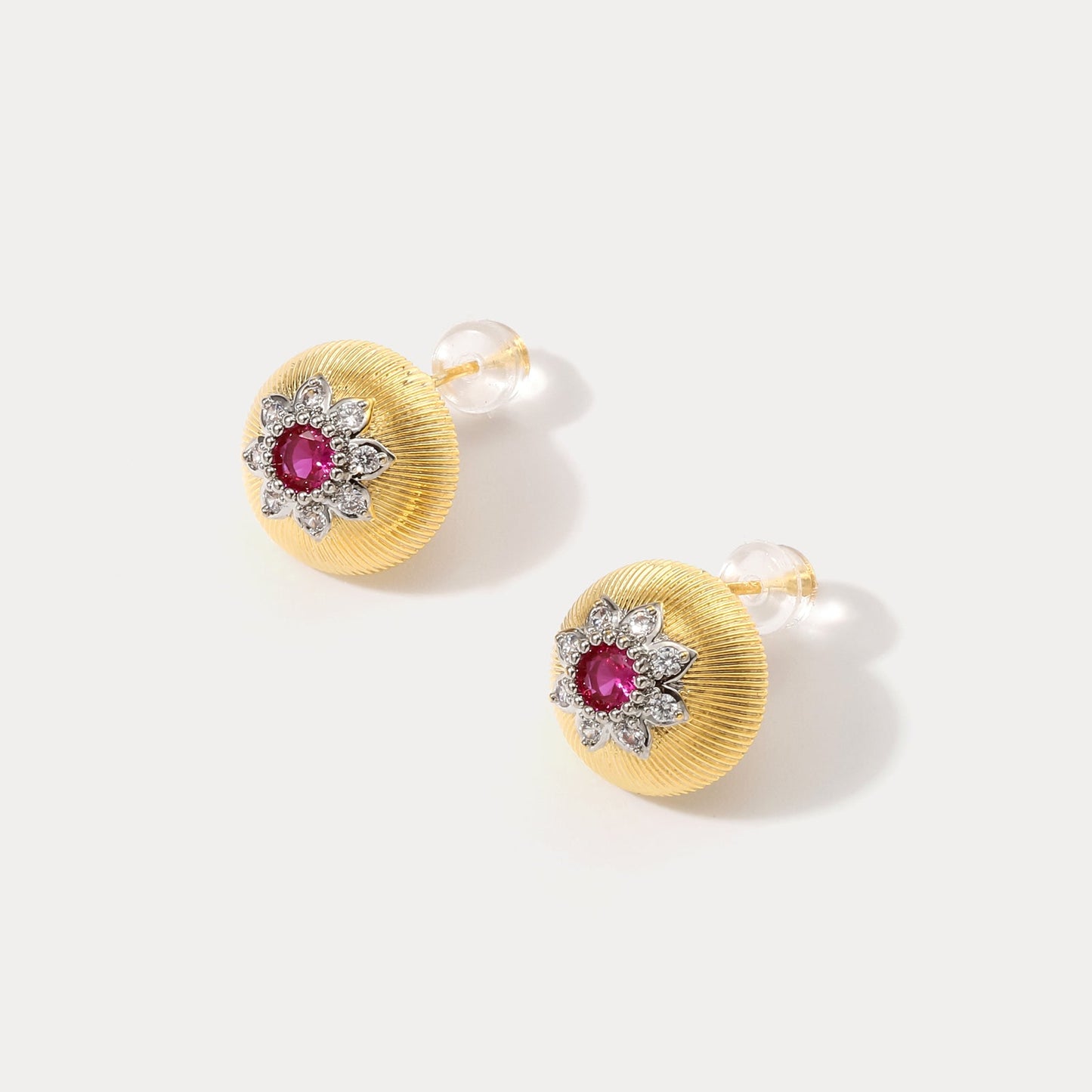 Ruby Flower Earrings