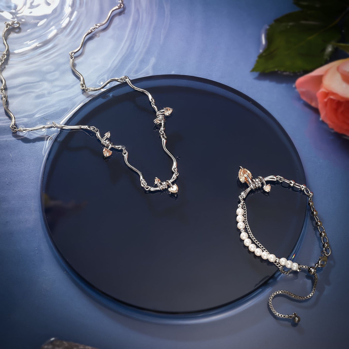 Orange Heart Zircon Necklace