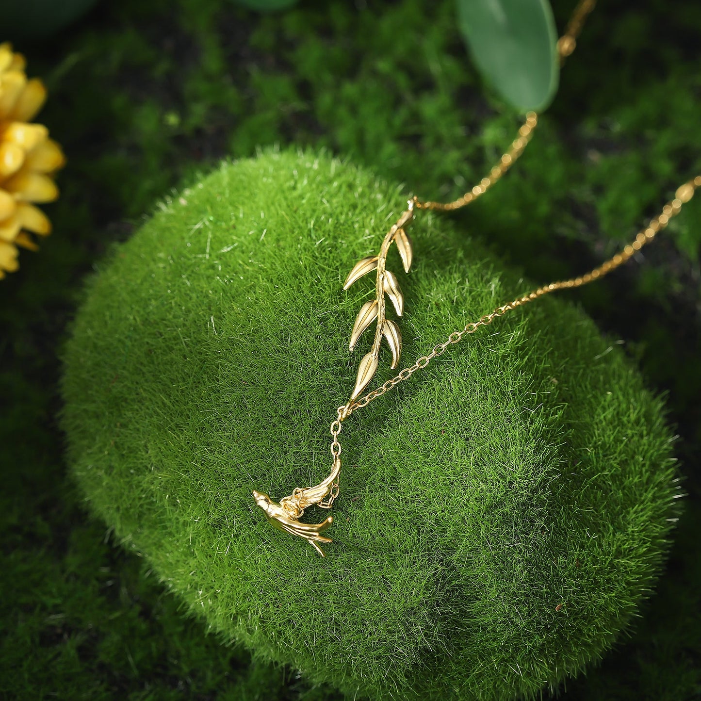 Gold Swallow & Willow Necklace