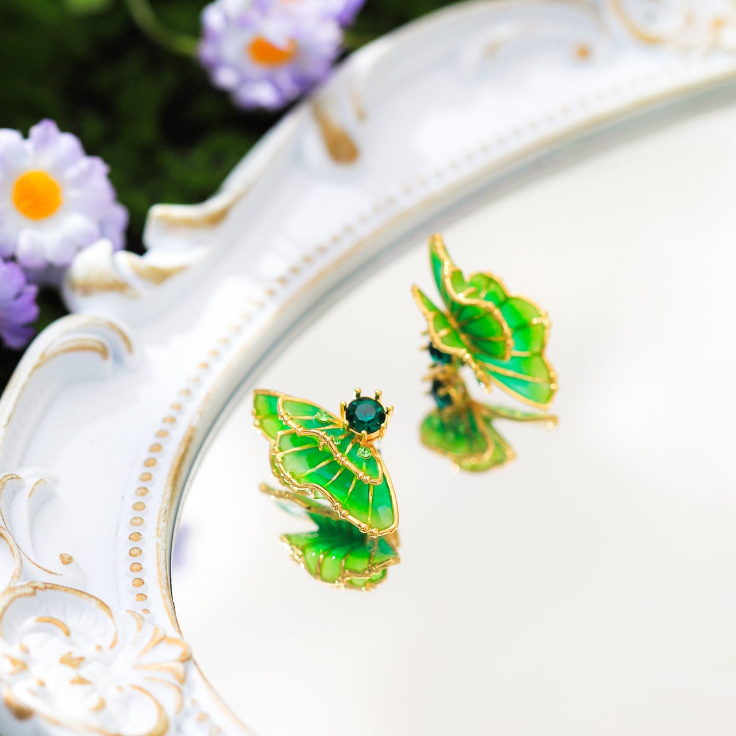 Green Butterfly Earrings