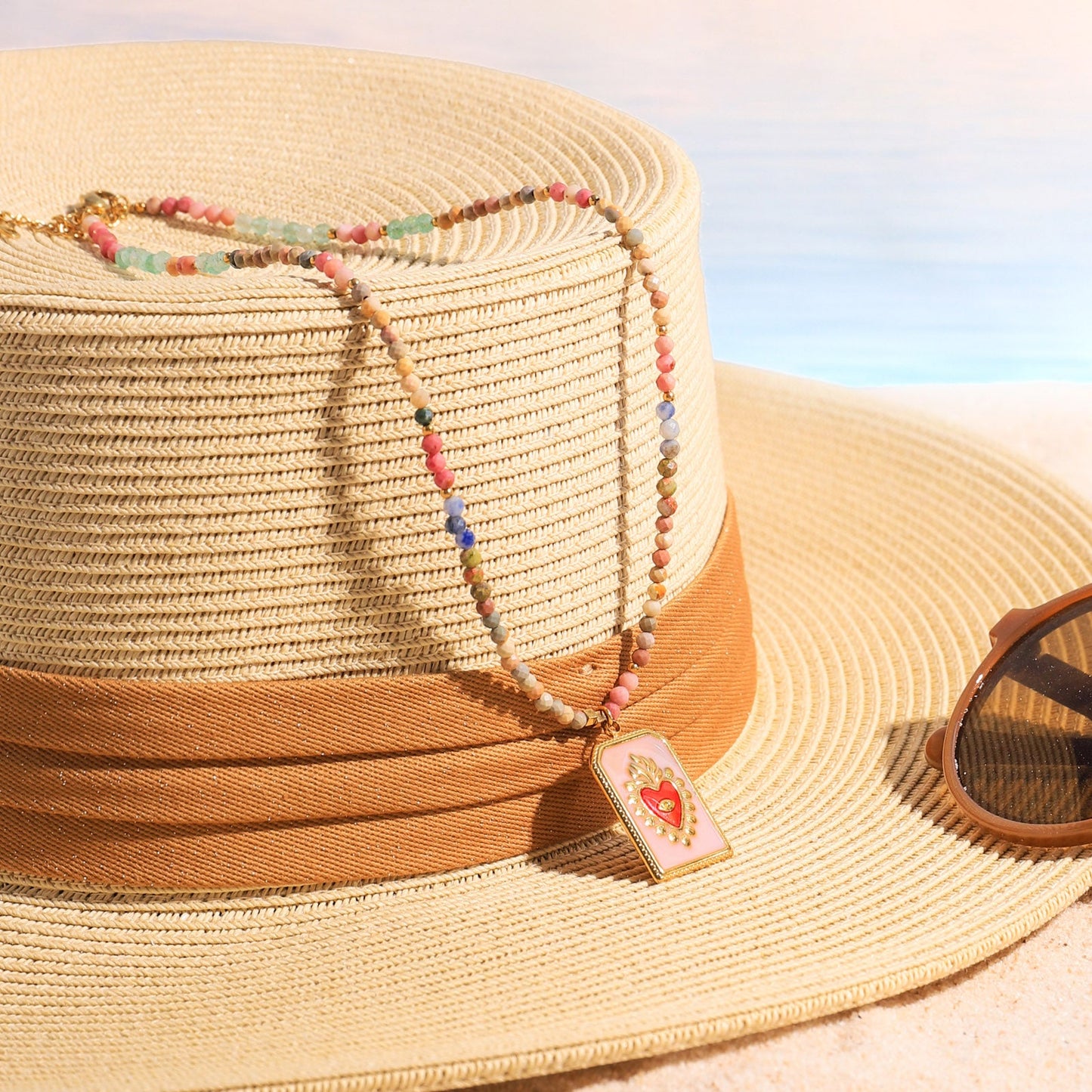 Heart Evil Eye Bead Necklace