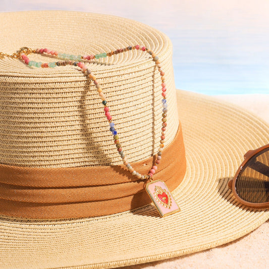 Heart Evil Eye Bead Necklace