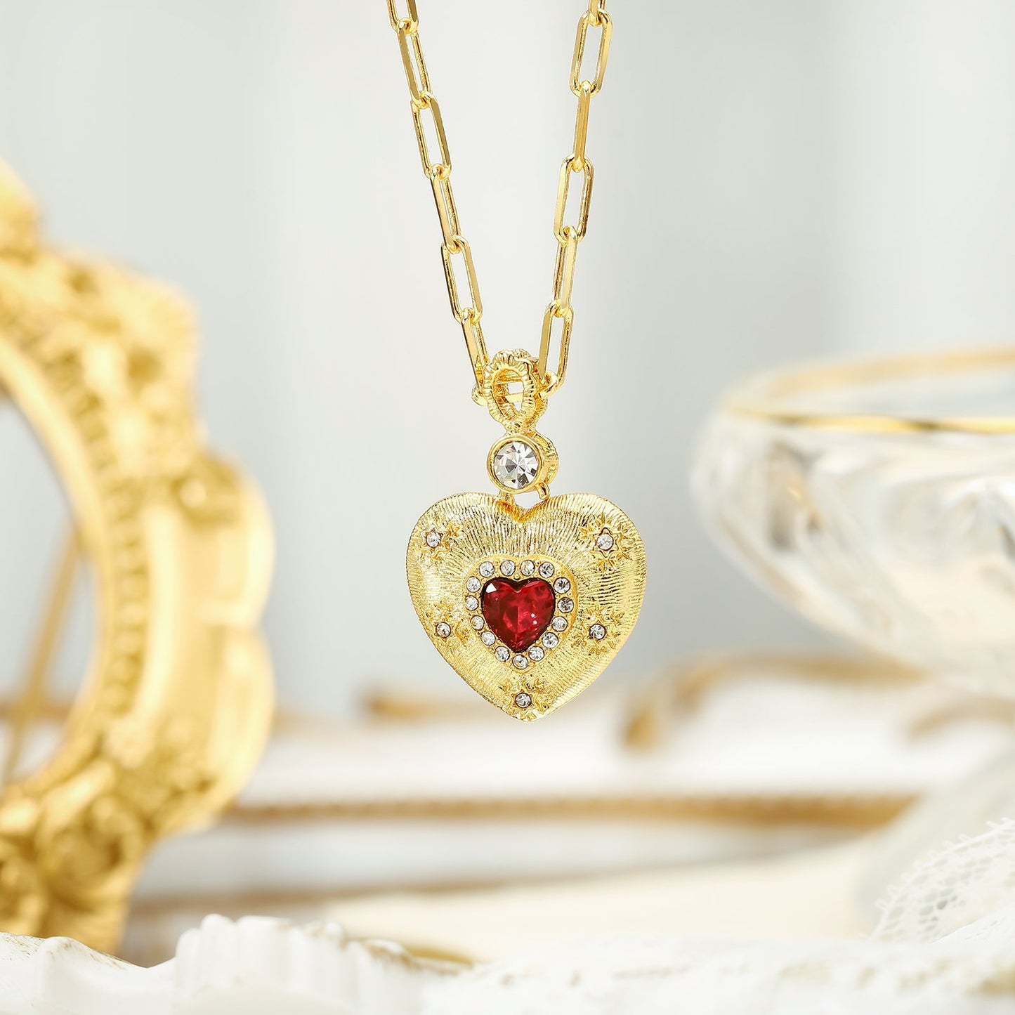 Ruby Mini Heart Necklace
