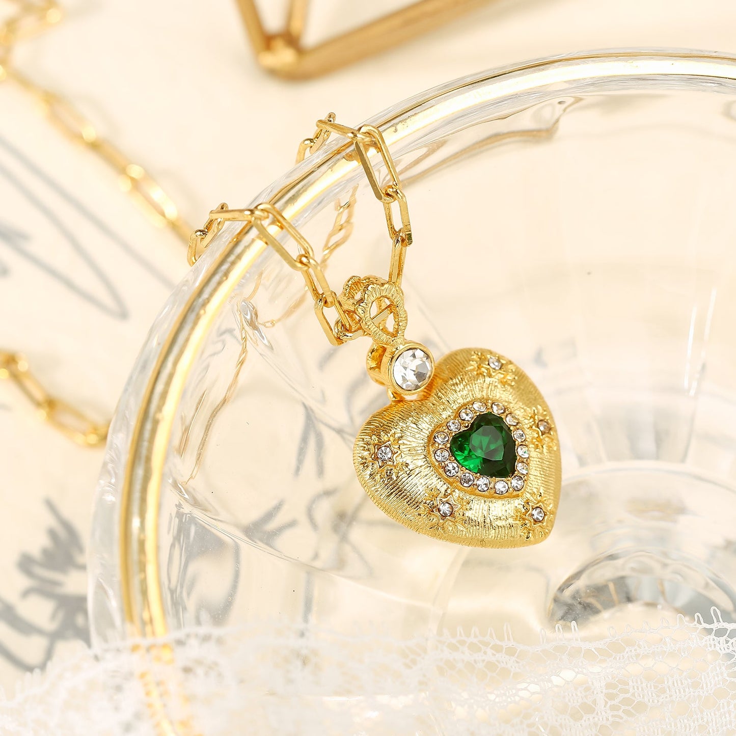 Emerald Mini Heart Necklace