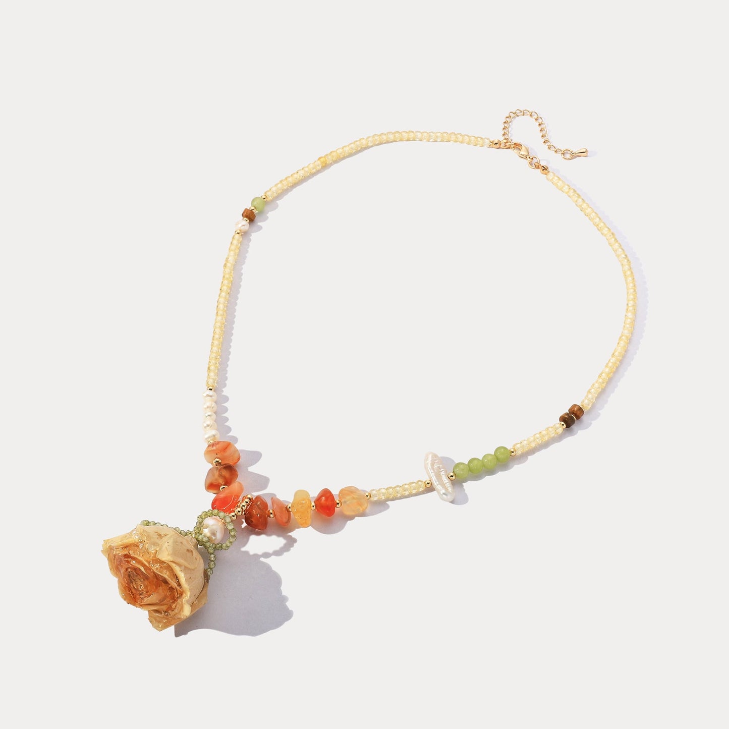 Dried Rose Crystal Necklace
