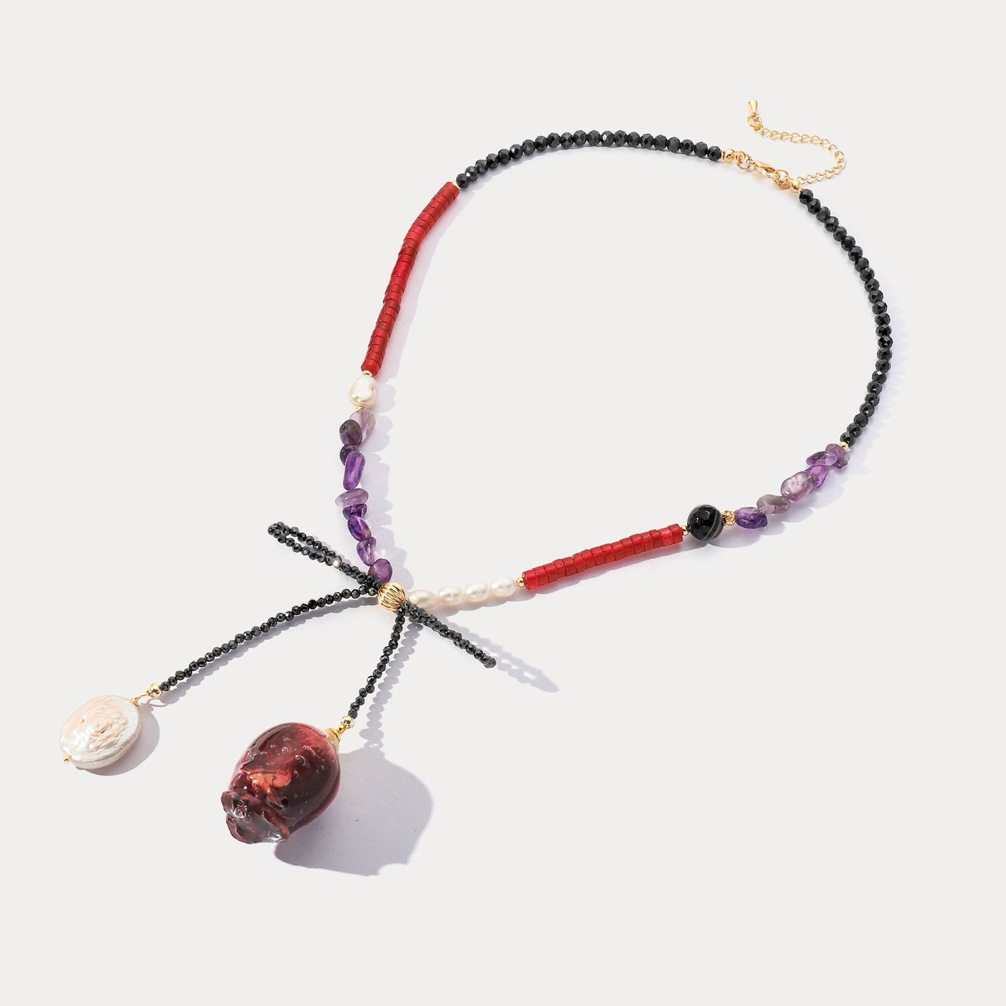 Dried Rose Beaded Necklace