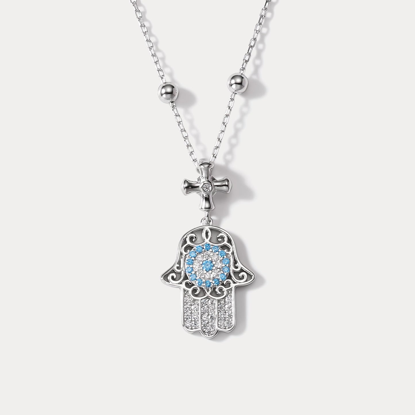 Silver Hamsa Hand Necklace