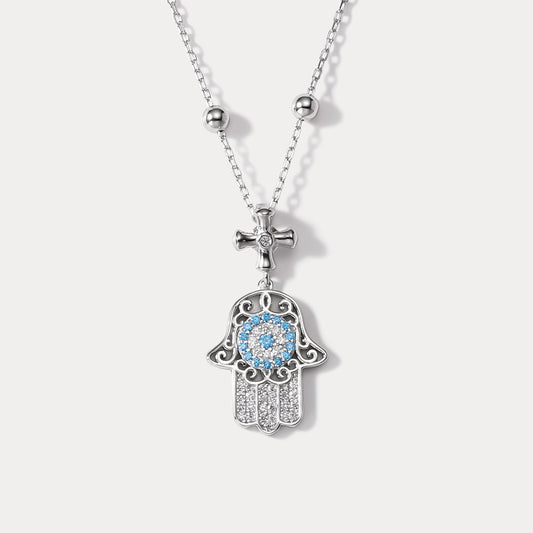 Silver Hamsa Hand Necklace