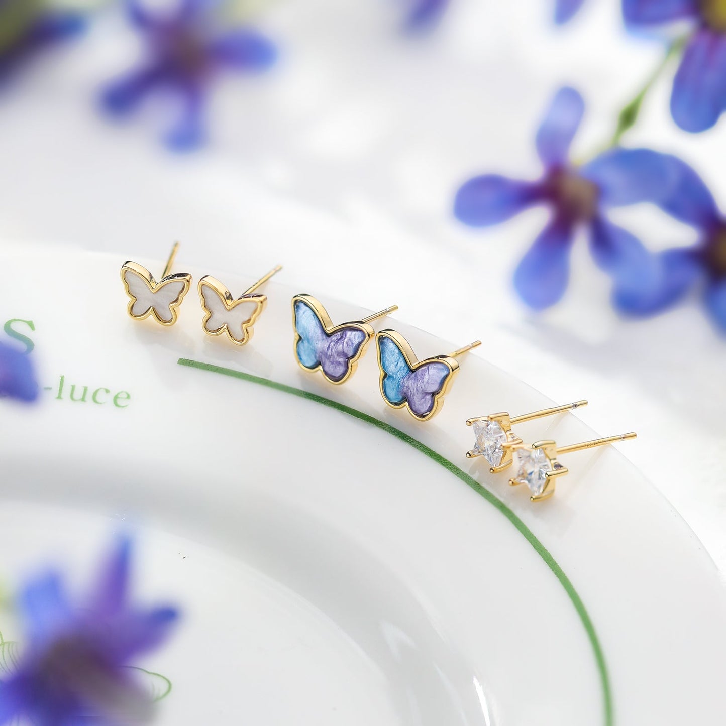 Colorful Butterfly Earrings Set