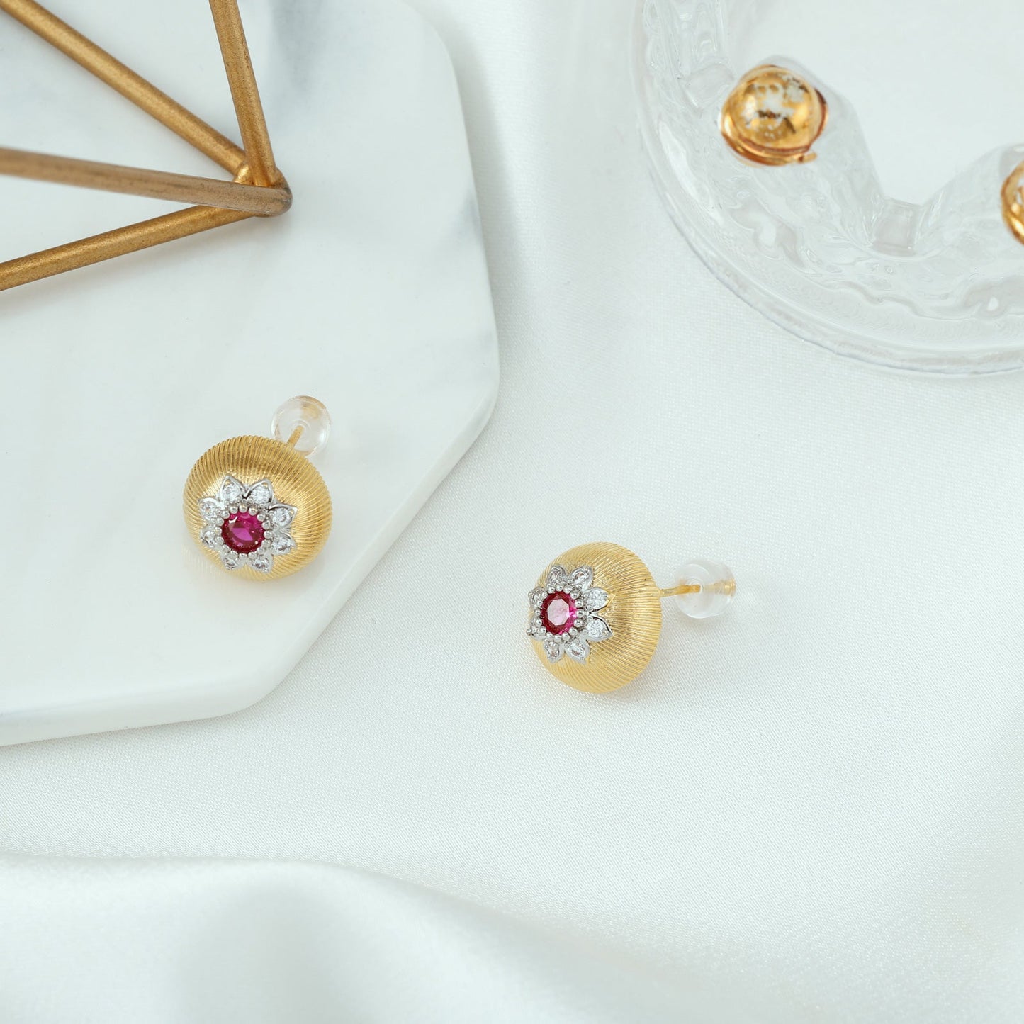 Ruby Flower Earrings