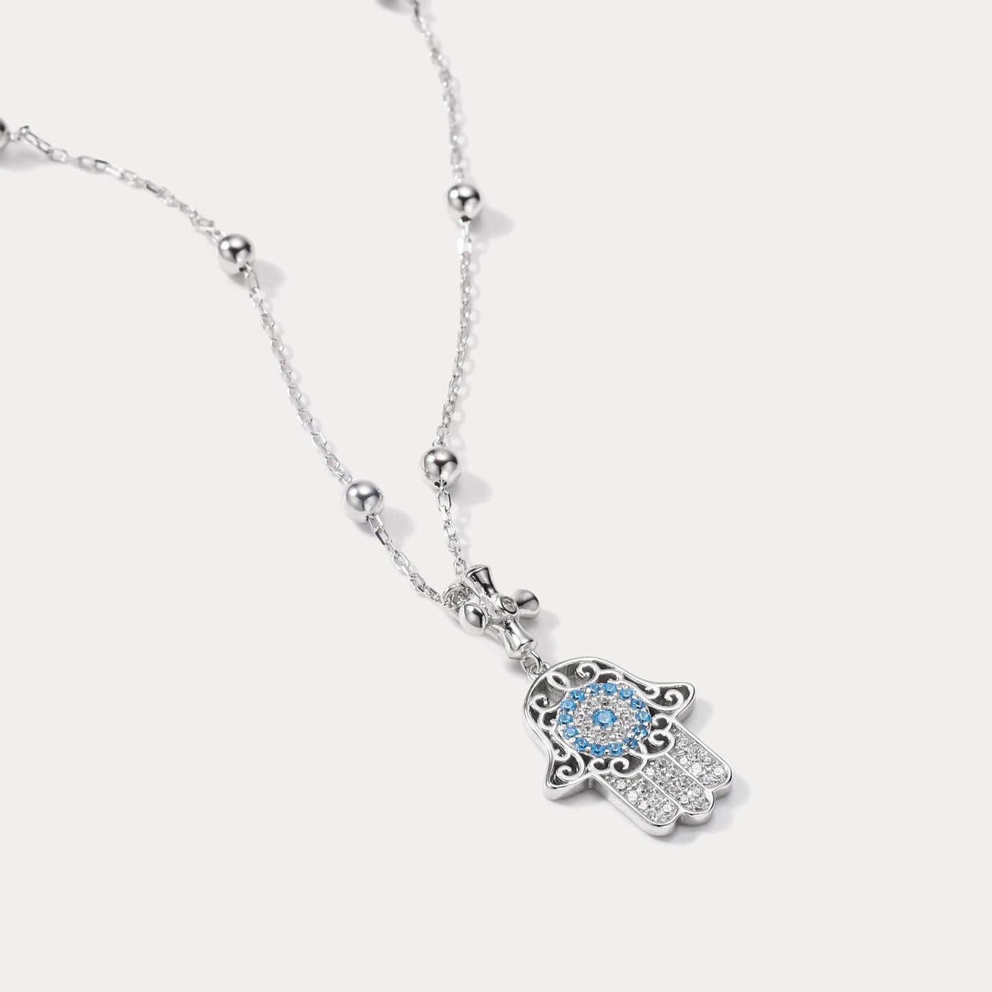 Silver Hamsa Hand Necklace