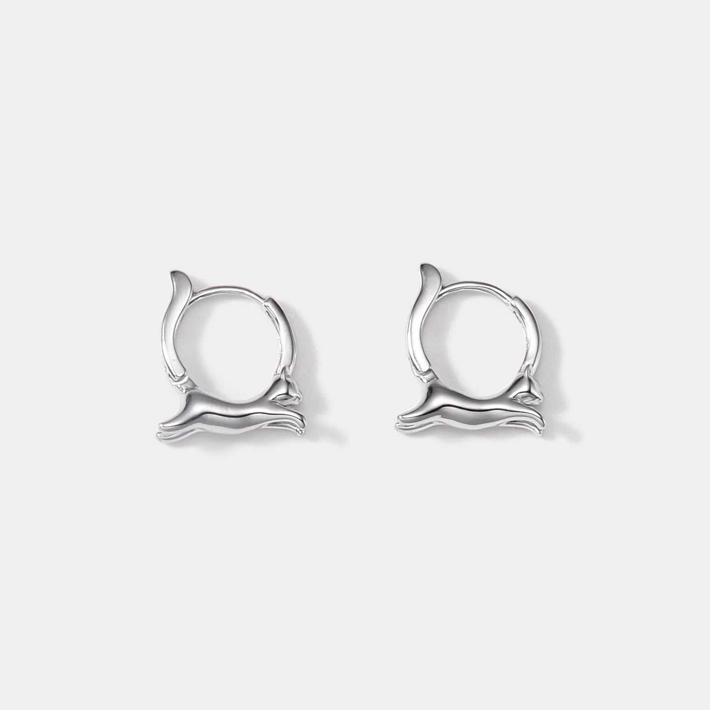 Silver Darting Cat Earrings