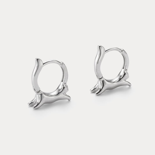 Silver Darting Cat Earrings