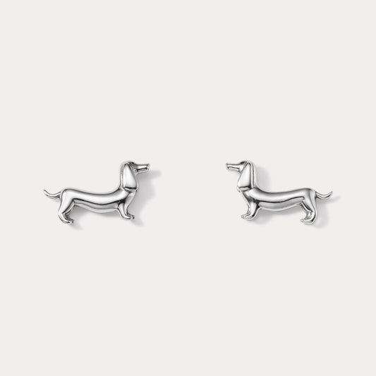 Silver Dachshund Earrings