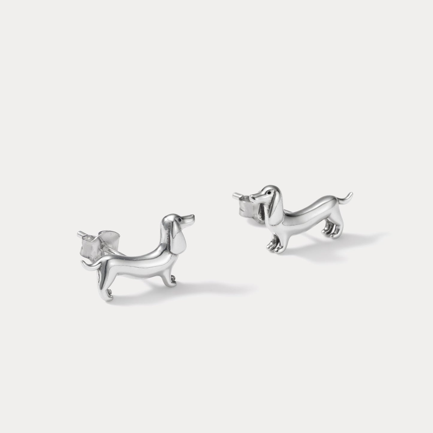Silver Dachshund Earrings
